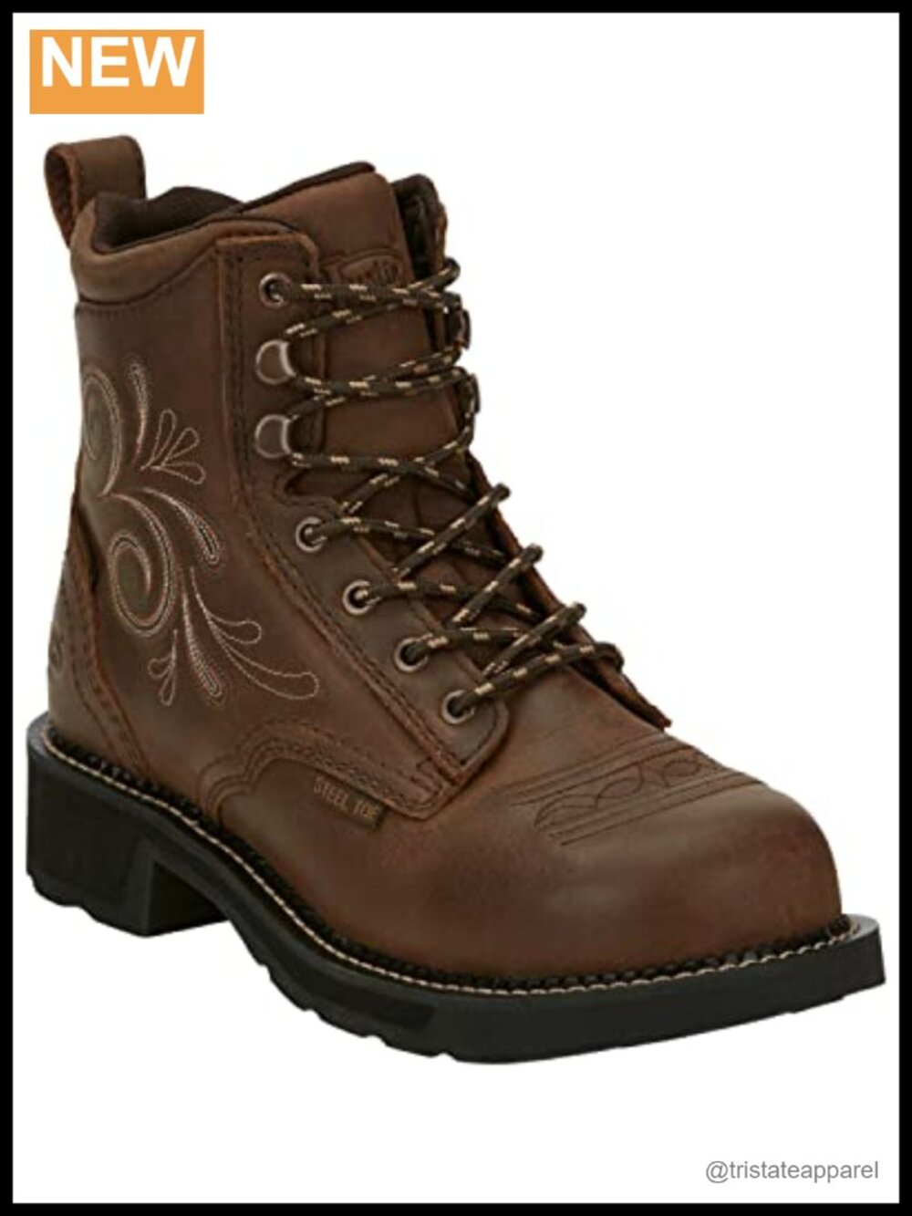 Women's 6" Steel Toe Waterproof Lace-Up Leather Work Boots